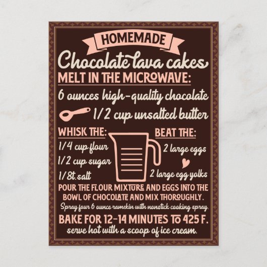 Valentijnsdag Chocolade Lava Cake Recept Briefkaart (Voorkant)