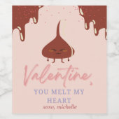 Valentijnsdag chocolade smelt wijn etiket (Enkel label)