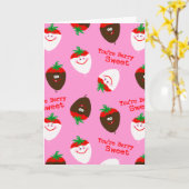 Valentijnsdag Chocolate Dipped aardbeien Kaart (Gele Bloem)