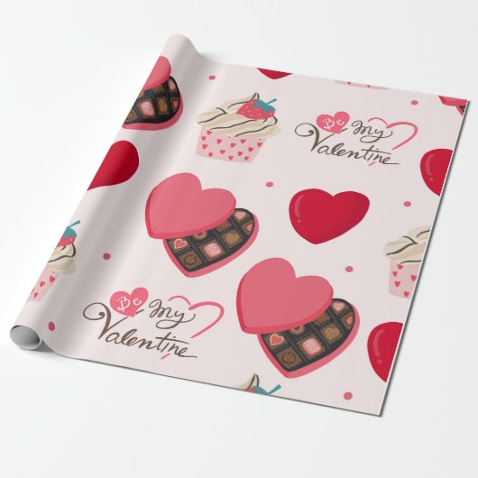 Valentijnsdag Chocolates Cadeaupapier (Uitgerold)
