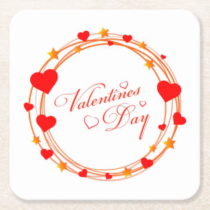 Valentijnsdag Cirkelontwerp-25695 Kartonnen Onderzetters