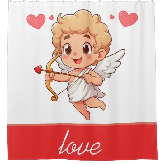Valentijnsdag classic/ Cupid Douchegordijn (Voorkant)
