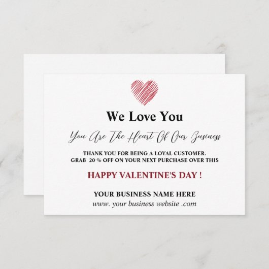 Valentijnsdag Client Appreciation Bedankkaart (Voorkant / Achterkant)