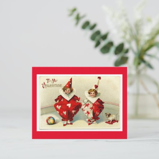  Valentijnsdag Clowns Briefkaart (Staand voorkant)