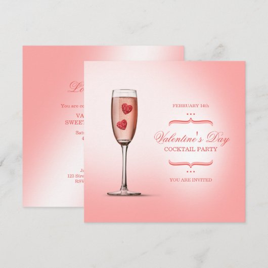 Valentijnsdag Cocktail Party-uitnodiging Kaart (Voorkant / Achterkant)