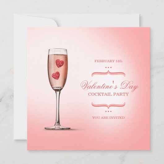 Valentijnsdag Cocktail Party-uitnodiging Kaart (Voorkant)
