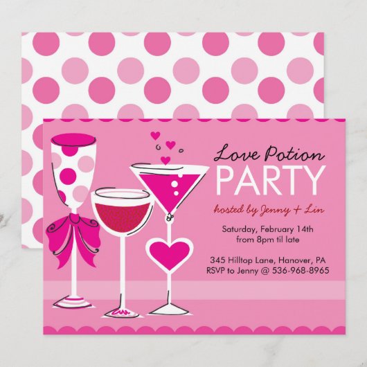 Valentijnsdag Cocktail Party-uitnodigingen Kaart (Voorkant / Achterkant)