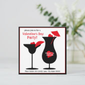 Valentijnsdag Cocktails Eenvoudige partijuitnodigi Kaart (Staand voorkant)