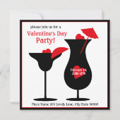 Valentijnsdag Cocktails Eenvoudige partijuitnodigi Kaart (Voorkant)