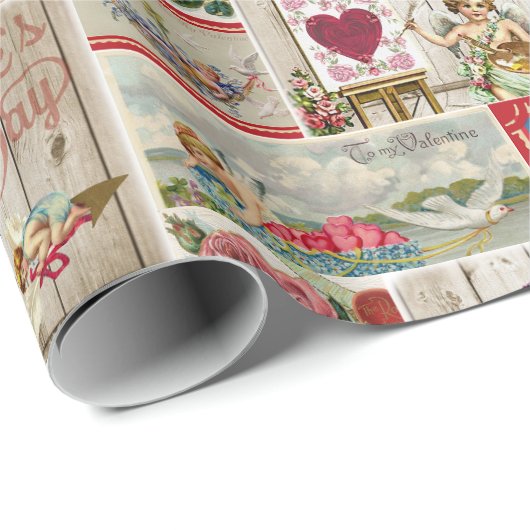  Valentijnsdag Collage - Engelen, harten Cadeaupapier (Rol Hoek)