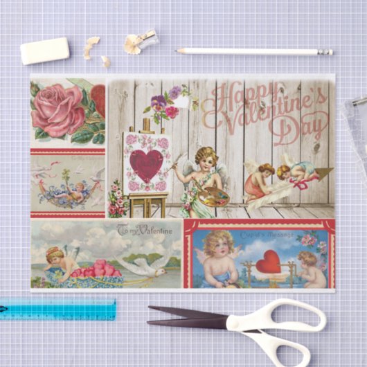 Valentijnsdag Collage - Engelen, harten Tissuepapier (Craft)