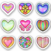 Valentijnsdag Colorful Hearts Sticker (Voorkant)
