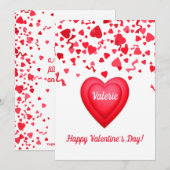 Valentijnsdag Confetti Harten Persoonlijke Kaart (Voorkant / Achterkant)