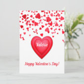 Valentijnsdag Confetti Hearts Gepersonaliseerde Ka Feestdagenkaart (Staand voorkant)