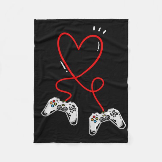 Valentijnsdag Controllers Hart Videospel Gamer Fleece Deken (Voorkant)