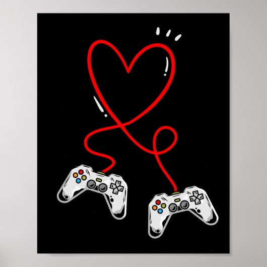 Valentijnsdag Controllers Hart Videospel Gamer  Poster (Voorkant)