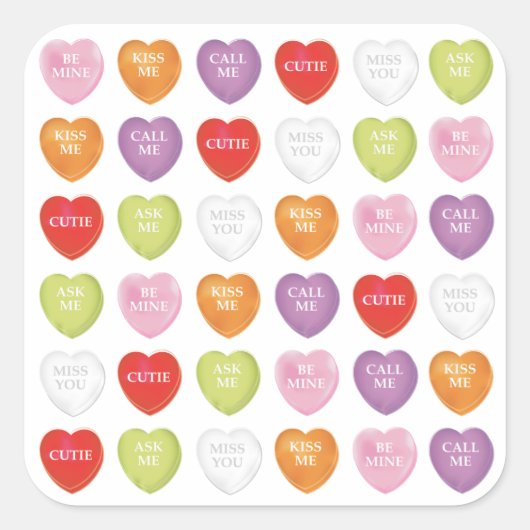 Valentijnsdag conversatie Hart Sweet Cute Vierkante Sticker (Voorkant)