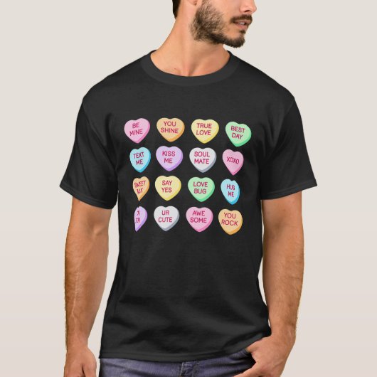 Valentijnsdag Conversation Heart Funny Valentijn T-shirt (Voorkant)