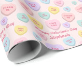 Valentijnsdag Conversation Heart Personalized Wr Cadeaupapier (Rol Hoek)