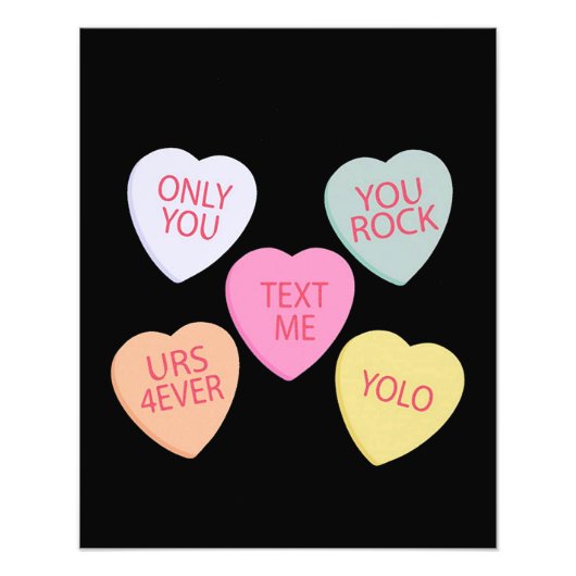 Valentijnsdag Conversation Hearts Foto Afdruk (Voorkant)