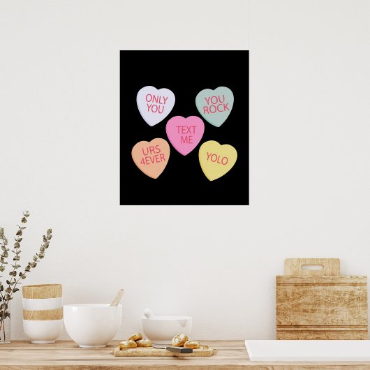 Valentijnsdag Conversation Hearts Poster (Keuken)