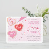 Valentijnsdag Cookie Decorating Birthday Party Kaart (Staand voorkant)