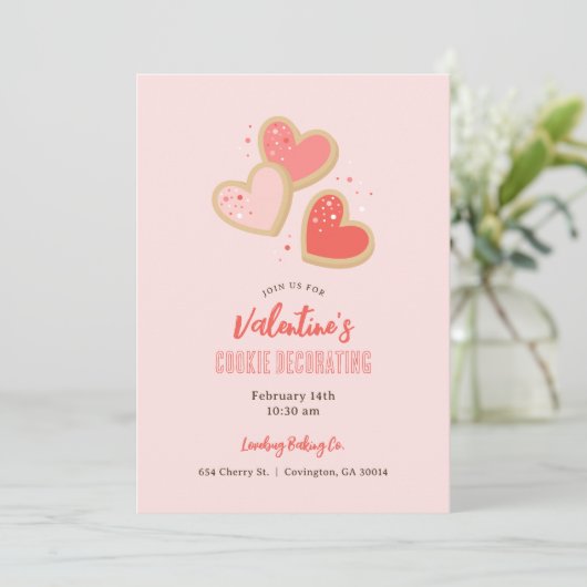 Valentijnsdag Cookie Decorating Party Kaart (Staand voorkant)