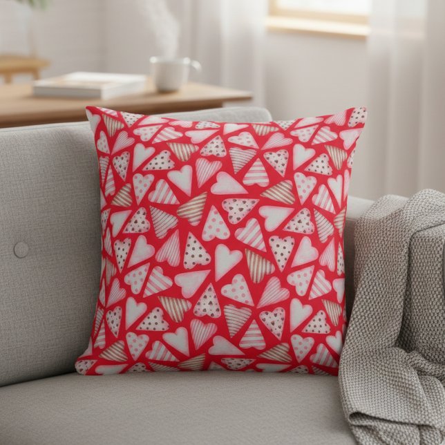 Valentijnsdag Cookie Hearts waterverf Kussen (Creator heeft geüpload)