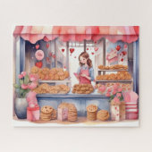Valentijnsdag Cookie Shop Waterverf Legpuzzel (Horizontaal)