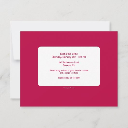 Valentijnsdag Cookie Swap Party Kaart (Achterkant)