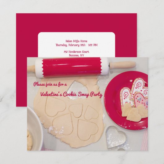 Valentijnsdag Cookie Swap Party Kaart (Voorkant / Achterkant)