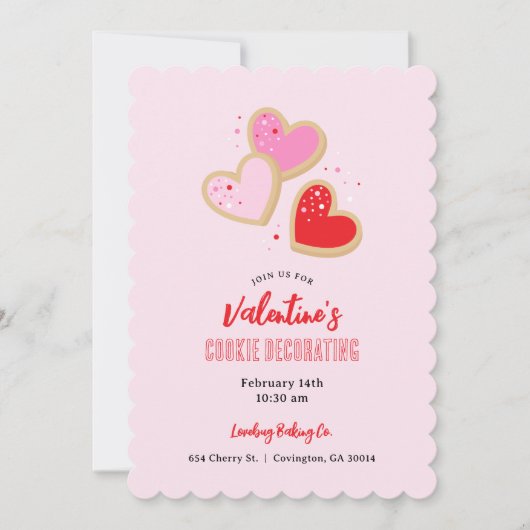 Valentijnsdag Cookie Versierfeestje Kaart (Voorkant)