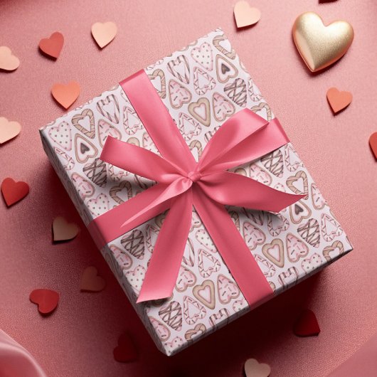 Valentijnsdag Cookie Waterverf patroon Cadeaupapier