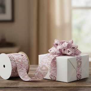 Valentijnsdag Cookie Waterverf patroon Satijnen Lint