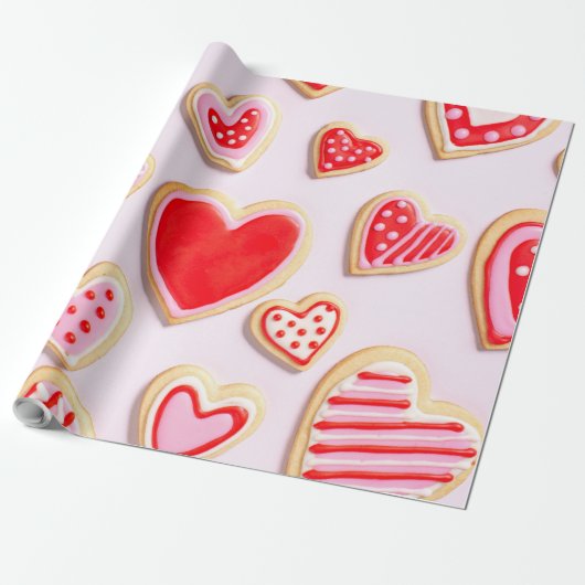 Valentijnsdag Cookies Cadeaupapier (Uitgerold)