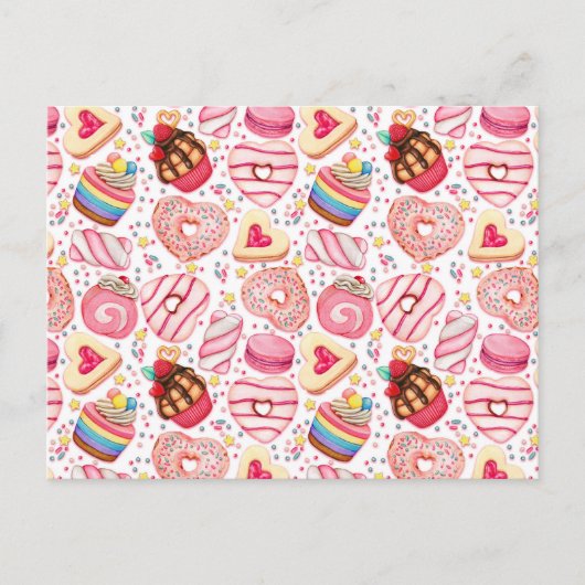 Valentijnsdag Cookies en Cupcakes Briefkaart (Voorkant)