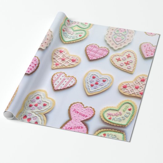 Valentijnsdag Cookies Wrapping Paper Cadeaupapier (Uitgerold)