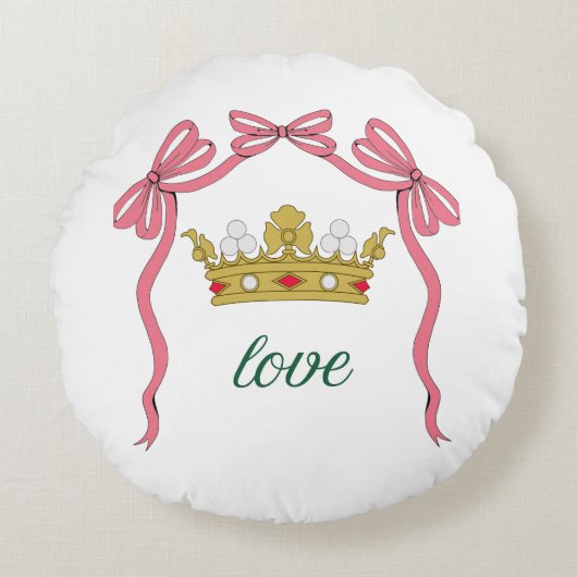 Valentijnsdag Coquette Hart Strik Valentijn Rond Kussen (Voorkant)