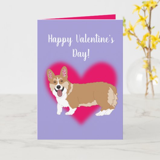 Valentijnsdag Corgi Kaart (Gele Bloem)
