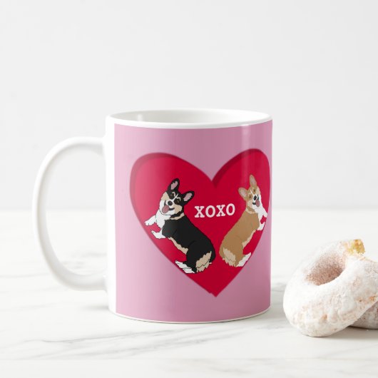 Valentijnsdag Corgi Koffiemok (Met donut)