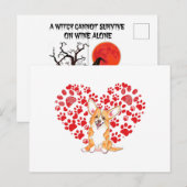 Valentijnsdag Corgi Love Heart Paw Corgi Dog Love Briefkaart (Voorkant / Achterkant)