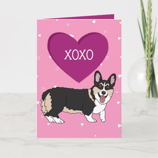 Valentijnsdag Corgi XOXO Bedankkaart (Voorkant)