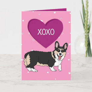 Valentijnsdag Corgi XOXO Bedankkaart