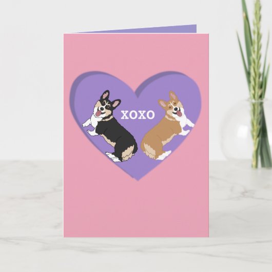 Valentijnsdag Corgi XOXO  Feestdagen Kaart (Voorkant)