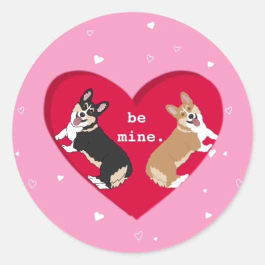 Valentijnsdag Corgi XOXO is mijn Ronde Sticker (Voorkant)