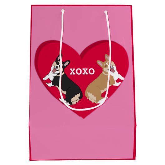 Valentijnsdag Corgi XOXO Medium Cadeauzakje (Achterkant)