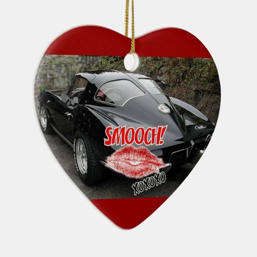 Valentijnsdag Corvette Keramisch Ornament (Rechts)