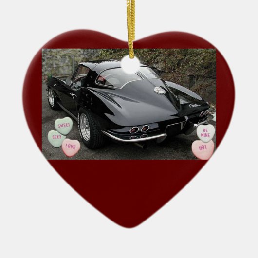 Valentijnsdag Corvette Keramisch Ornament (Voorkant)