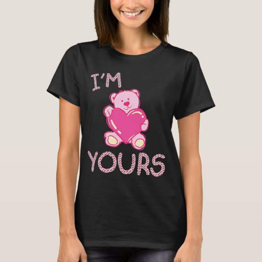 Valentijnsdag Couple Ik ben jouw roze Teddy Bear T-shirt (Voorkant)