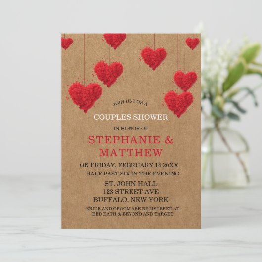 Valentijnsdag Couples Shower Kaart (Staand voorkant)